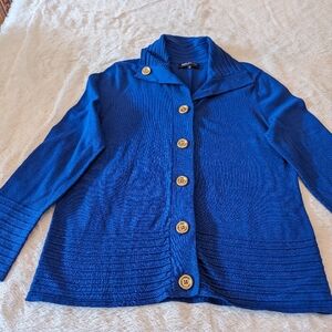 Jones Of New York Blue Button-Up Cardigan